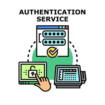 Authentication service system validating user identity and access Stock Illustration