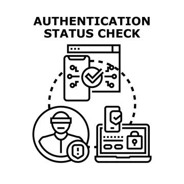 Authentication status checking and cyber security concept 스톡 일러스트