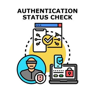 Authentication status checking and cyber security concept Stock Illustration
