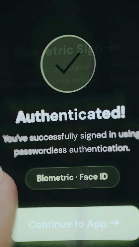 Authentication successful via facial recognition Stock Footage 334418303