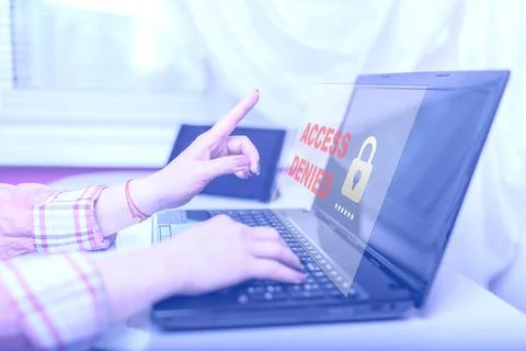 Authentication technology on computer screen. Concept of a Secure access deni Stock Photos
