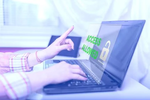 Authentication technology on computer screen. Concept of a Secure access allo Stock Photos