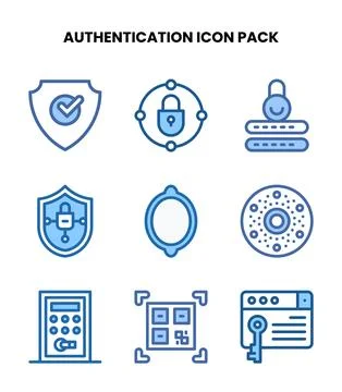 Authentication Two Colour Collection Icons Pack Illustrazione stock
