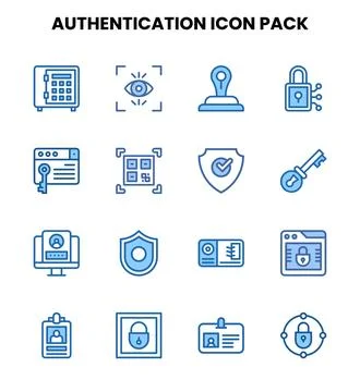 Authentication Two Colour Icons Pack Stock Illustration