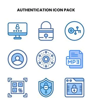 Authentication Two Colour Scalable Icons Pack Stockillustratie