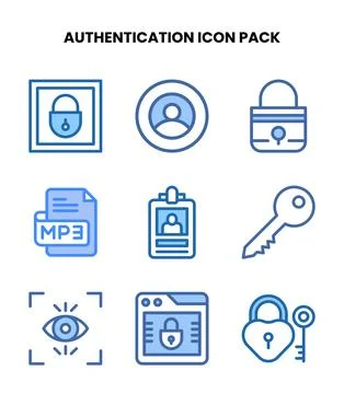Authentication Two Colour SVG Icons Pack Stock Illustration