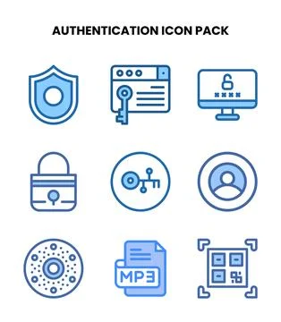 Authentication Two Colour SVG Icons Pack Stock Illustration
