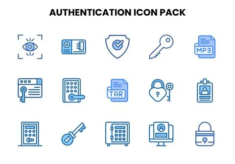 Authentication Two Colour UI Icons Pack Stockillustratie