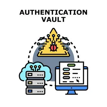 Authentication vault concept securing digital data Stock Illustration