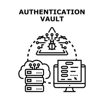 Authentication vault concept securing digital data Stock Illustration