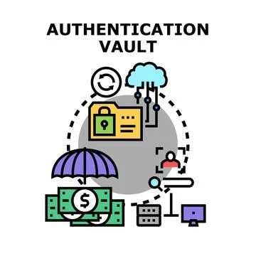 Authentication vault securing important digital information access 스톡 일러스트