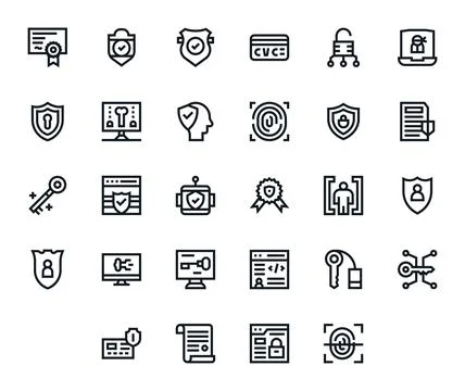 Authentication Vector Graphics Pack including 28 Bold Line 256x256 Detail E.. Stock Illustration