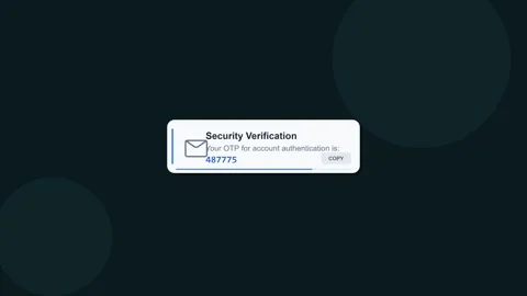Authentication verification code notification popup for secure login access Stock Footage 345100021