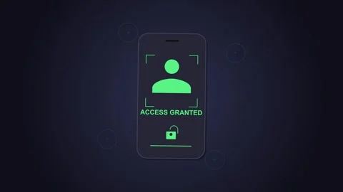 Authentication verification code showing access granted on smartphone interfa Video stock 345100171
