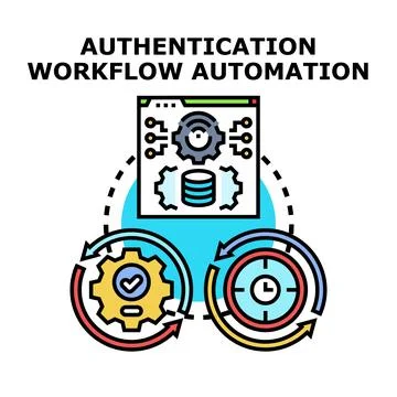 Authentication workflow automation concept vector illustration 스톡 일러스트