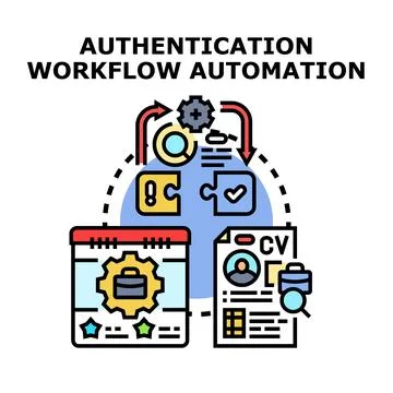 Authentication workflow automation process and system Stock Illustration