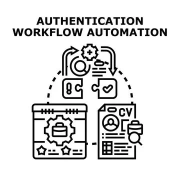 Authentication workflow automation process and system Stock Illustration