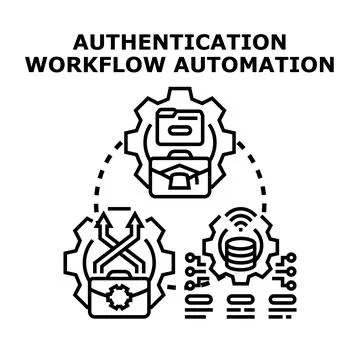 Authentication workflow automation process data management Stockillustratie