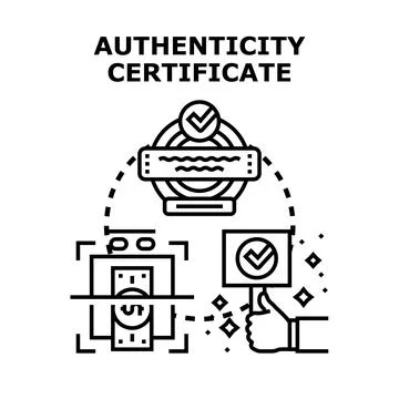 Authenticity certificate concept illustrating document verification process Stockillustratie