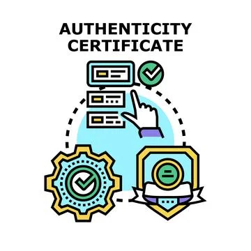 Authenticity certificate confirming product quality and validation process Stock Illustration
