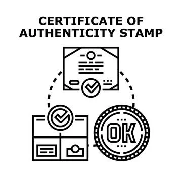 Authenticity certificate stamp verifying quality product Stock Illustration