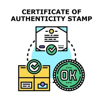 Authenticity certificate stamp verifying quality product Stock Illustration