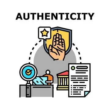 Authenticity concept representing identity verification process and quality.. Stock Illustration