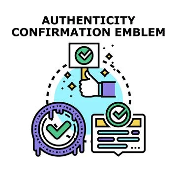 Authenticity confirmation emblem vector illustrating trust Stock Illustration