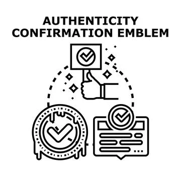 Authenticity confirmation emblem vector illustrating trust Stock Illustration