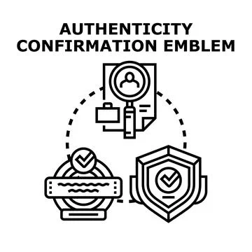 Authenticity confirmation emblem verifying trust and security Stock Illustration