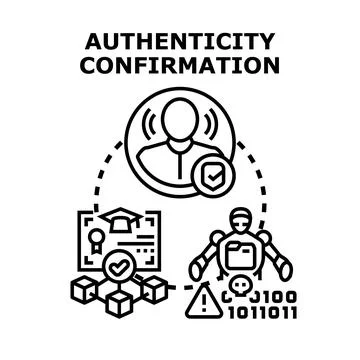 Authenticity confirmation process verifying digital identity documents Stockillustratie