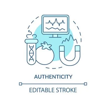 Authenticity turquoise concept icon Stock Illustration