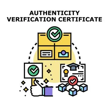 Authenticity verification certificate providing trust and validation Stock Illustration