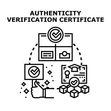 Authenticity verification certificate providing trust and validation Stock Illustration