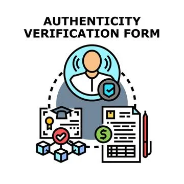 Authenticity verification form process and document checking Stock Illustration