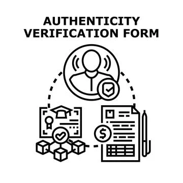 Authenticity verification form process and document checking Stock Illustration