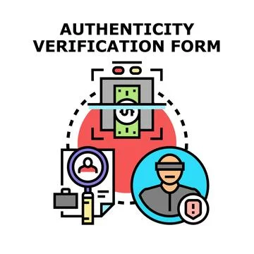 Authenticity verification form protecting digital identity and money Stock Illustration