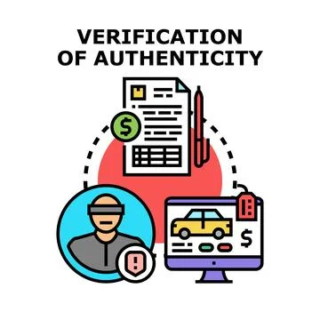 Authenticity verification process for online transactions Illustrazione stock