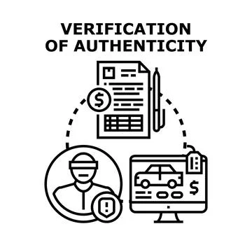 Authenticity verification process for online transactions Illustrazione stock