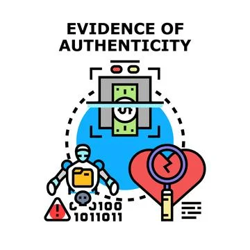 Authenticity verifying concept, detecting fraud and trust issues Stock Illustration