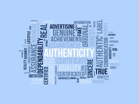 Authenticity wordcloud template. Business concept vector background. Stock Illustration