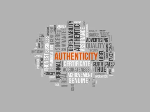 Authenticity wordcloud template. Business concept vector background. Stock Illustration