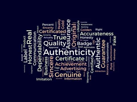 Authenticity wordcloud template. Business concept vector background. Stock Illustration