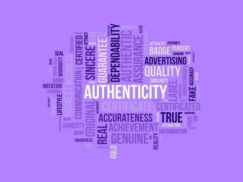 Authenticity wordcloud template. Business concept vector background. Stock Illustration