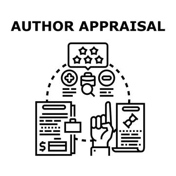 Author appraisal concept assessing professional writer performance rating Stock-Illustration