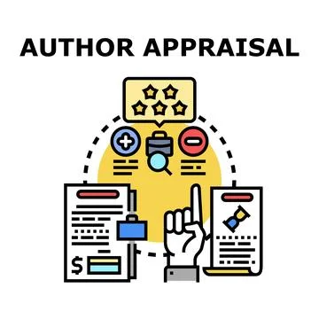 Author appraisal concept assessing professional writer performance rating Stock-Illustration
