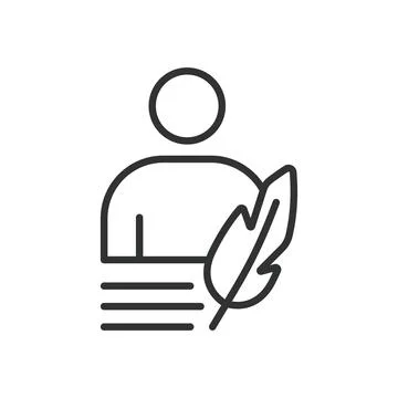 Author, icon in line design. Author, writer, novelist, book creator, literature Illustrazione stock