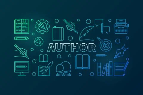Author vector colorful line horizontal banner or illustration Stock Illustration