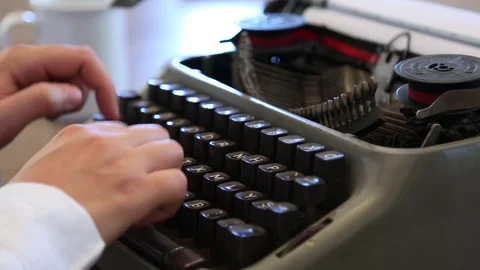 Author - Writer Concept. Writing on a Retro Typewriter. Stock Footage 338028330