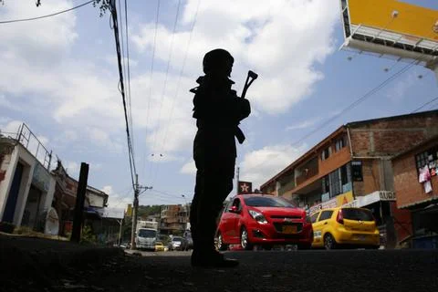Authorities in Colombia implement extreme security measures over armed strike by Stock Photos